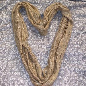 Tan with gold glitter knitted scarf